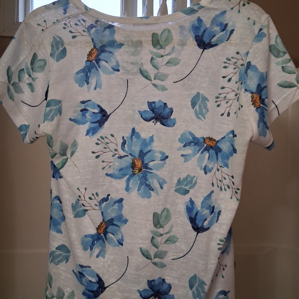 Milano Blue Floral Short Sleeve Top